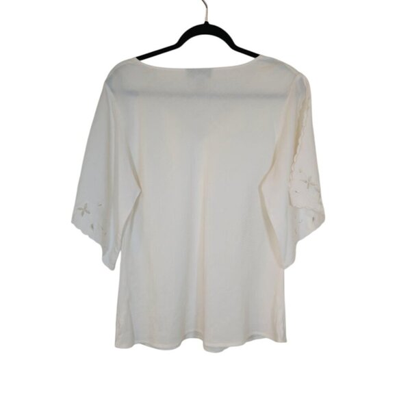 Joy & Peace VTG Off White Embroidered Top & Pants Size 14W Preppy Classic Chic - Picture 4 of 14